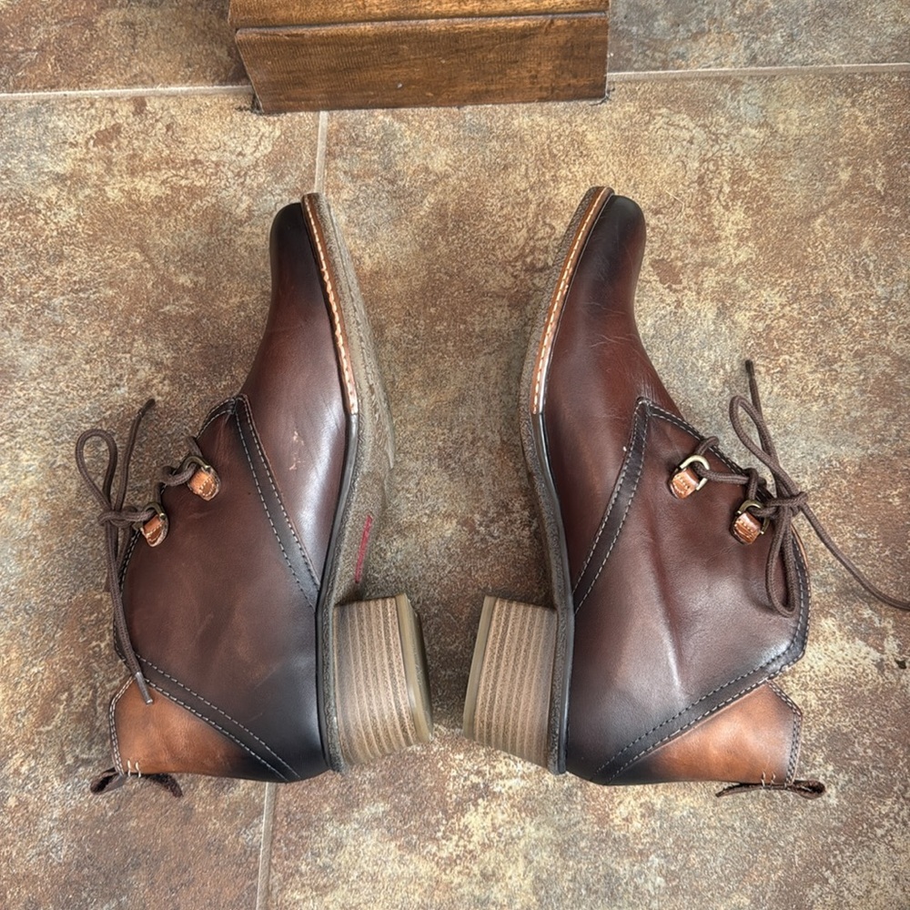 Pikolinos two tone brown leather ankle tie boot size 42/ US 11.5/12 - Picture 5 of 16